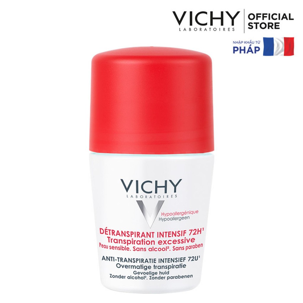 Lăn Khử Mùi  Vichy Detransprirant Intensif 72h Transpiration Excessive Giúp Khô Thoáng Vùng Da Dưới Cánh Tay 72h 50ml | BigBuy360 - bigbuy360.vn