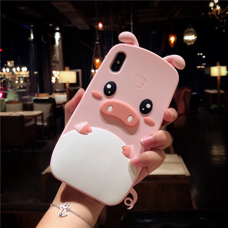 Ốp Điện Thoại Silicon Mềm Hình Chú Heo 3D Dễ Thương Cho iPhone 11 12 13 Pro Max 12Pro 13Pro X XS Max XR 6 6s 7 8 Plus
