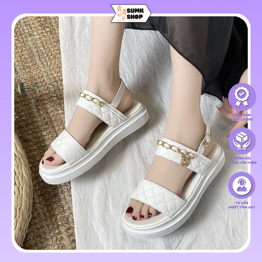 Dép quai ngang, sandal nữ bản to chất cao su siêu nhẹ, mềm dẻo êm chân