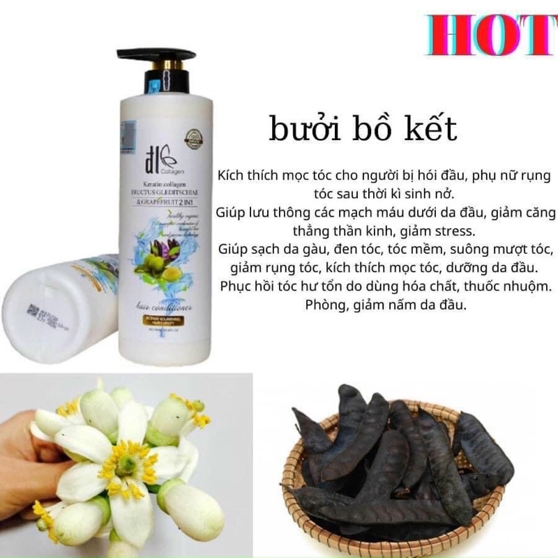 Cặp dầu gội xả Bưởi Bồ Kết 850ml, giảm rụng tóc, phục hồi tóc hư tổn