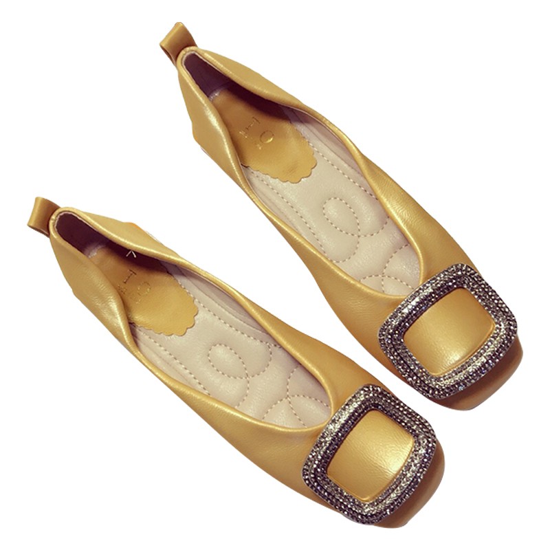 Giày Búp Bê Mũi Vuông Đính Đá Phong Cách Retro Cho Nữ | BigBuy360 - bigbuy360.vn