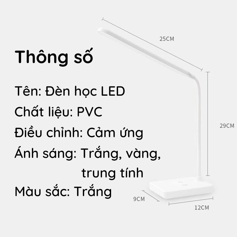 Đèn Học Chống Cận Để Bàn Sạc Tích Điện, Gấp Gọn 3 Chế Độ Sáng ĐÈN TOKI