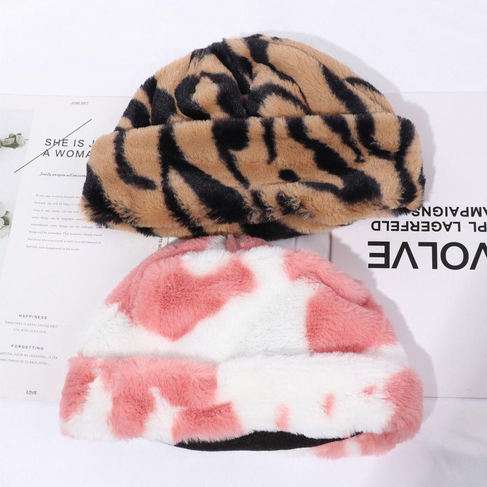 Mũ Quả Dưa / Ngựa Vằn Giả Lông Mềm Màu Cầu Vồng Cho Nam Và Nữ