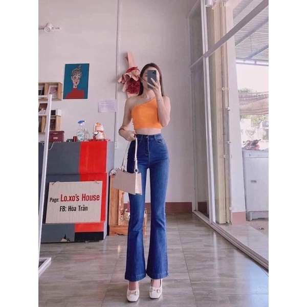 Quần Jeans Ống Loe BigSize Lưng Cao Trên Rốn Màu Đen/Xanh Đậm/Xanh Nhạt Co Giãn Mạnh Từ 60kg đến 98kg