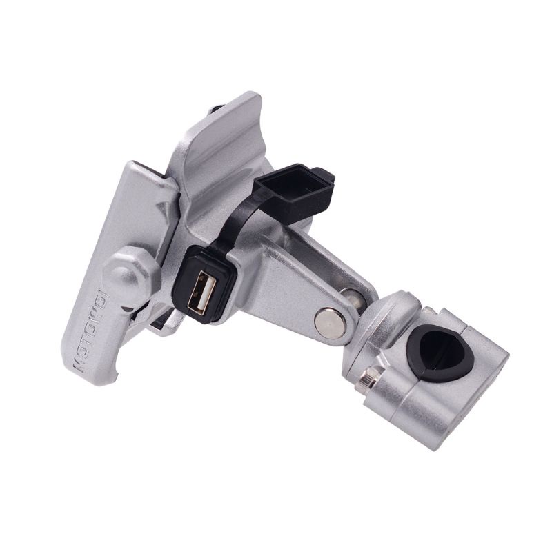 Giá Đỡ Điện Thoại Bằng Nhôm Kèm Sạc Usb Dc 5v / 2a Chuyên Dụng Cho Xe Mô Tô