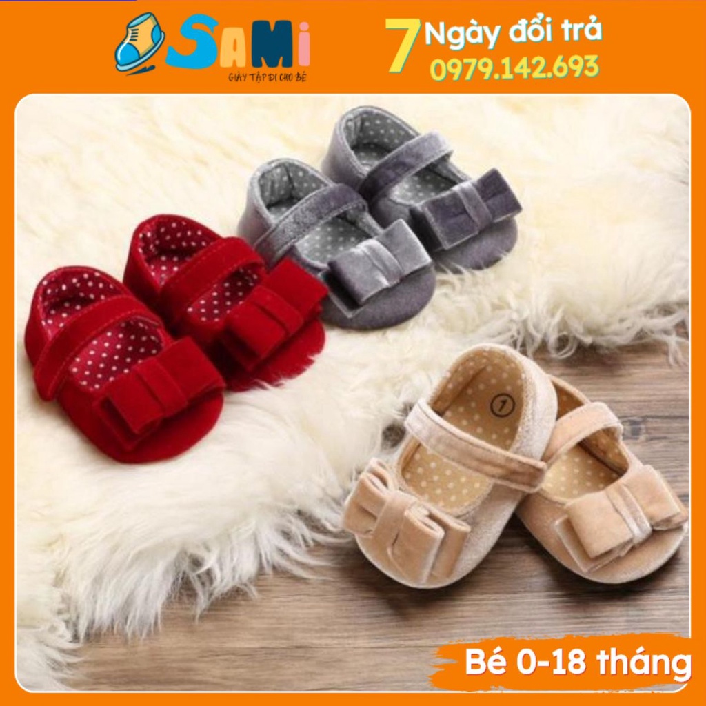 Giày tập đi búp bê, đinh nơ dễ thương cho bé G037