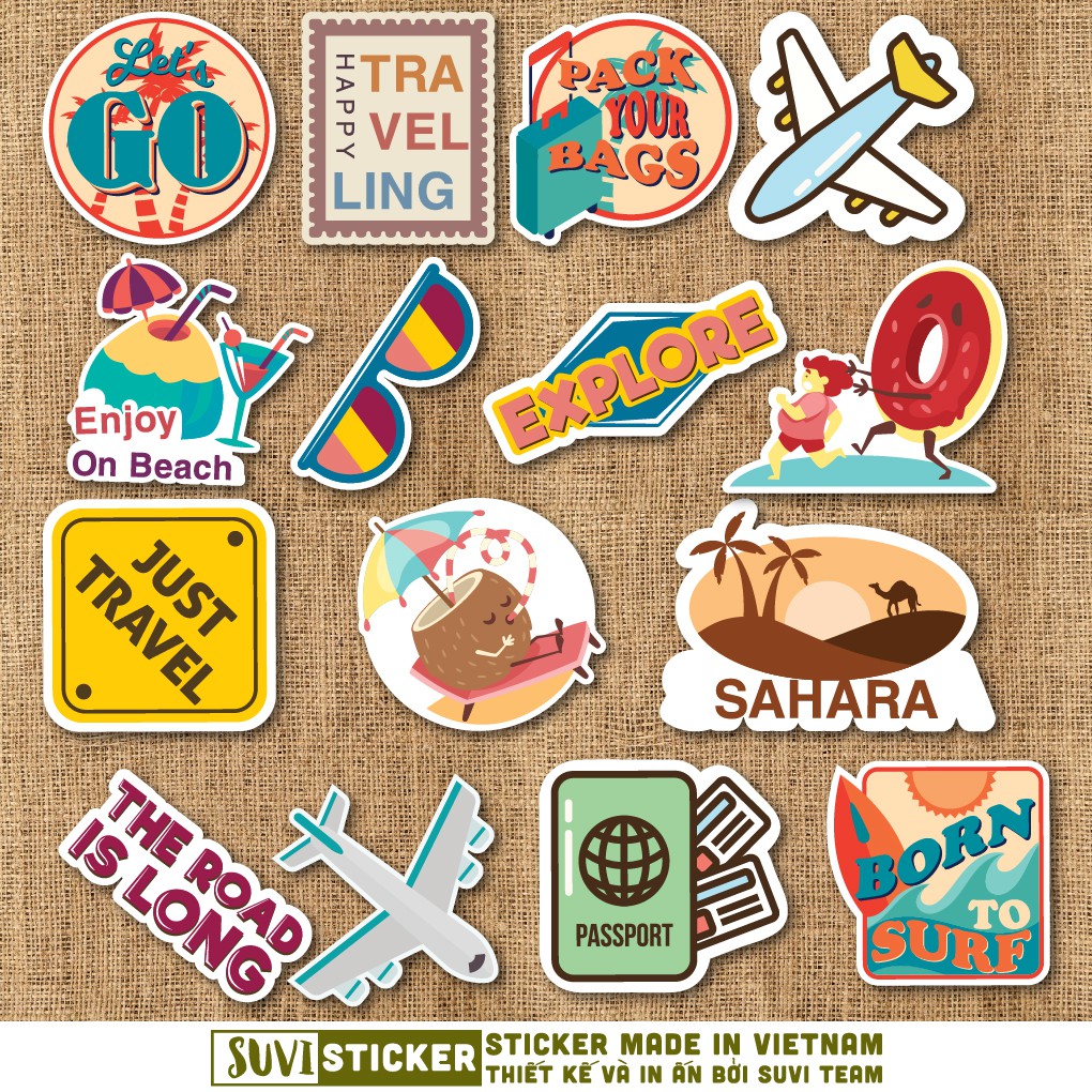 Sticker Du Lịch Travel 1 chống nước sticker dán laptop, điện thoại, đàn guitar, mũ bảo hiểm, vali. MSP: T01