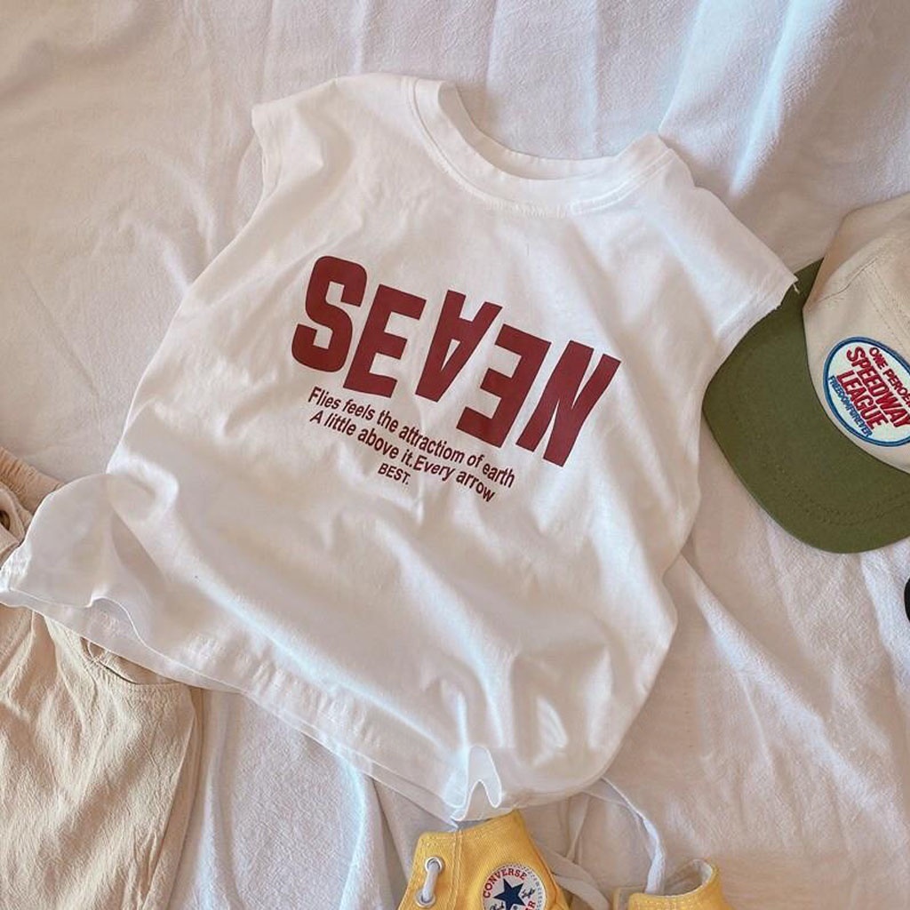 Áo Ba Lỗ In Chữ SEVEN Cho Bé, Áo Sát nách Cho Bé Trai Bé Gái Chất Cotton từ 6-18kg - LILA KIDS