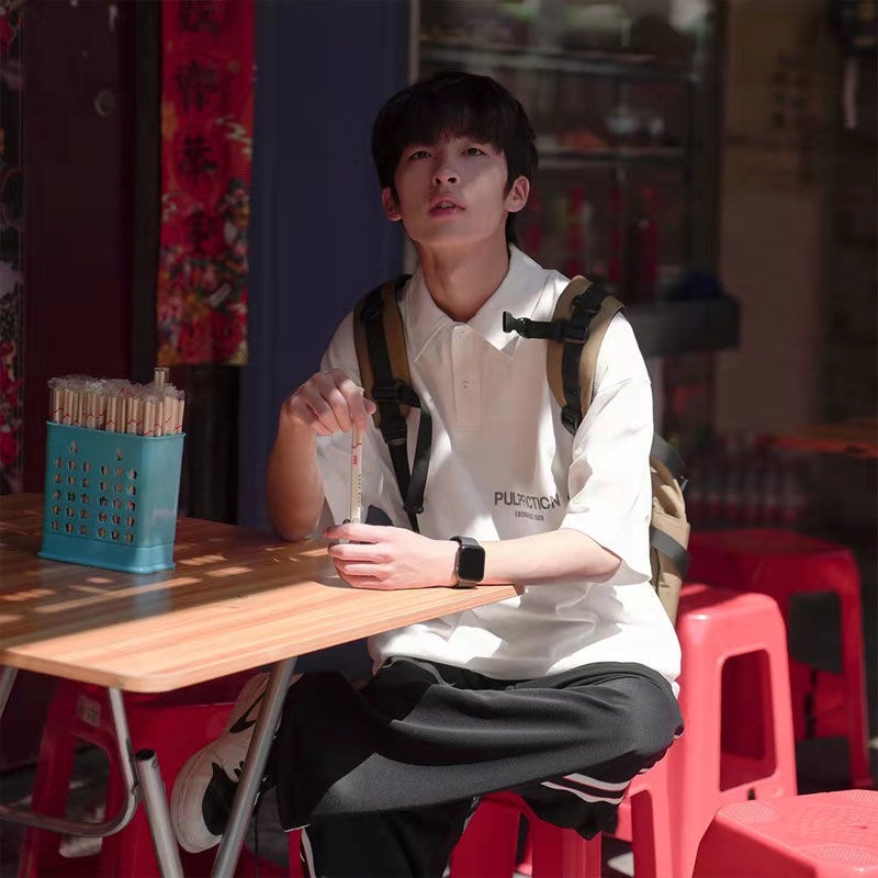 Áo Thun Polo Ngắn Tay Dáng Rộng Thời Trang Mùa Hè Hàn Quốc 2022 Dành Cho Nam