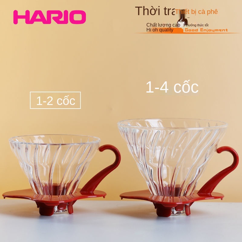 Bộ lọc thủy tinh chịu nhiệt HARIO Nhật Bản bộ lọc mây chia sẻ bình cà phê V60 Bộ lọc nhỏ giọt cầm tay VDG