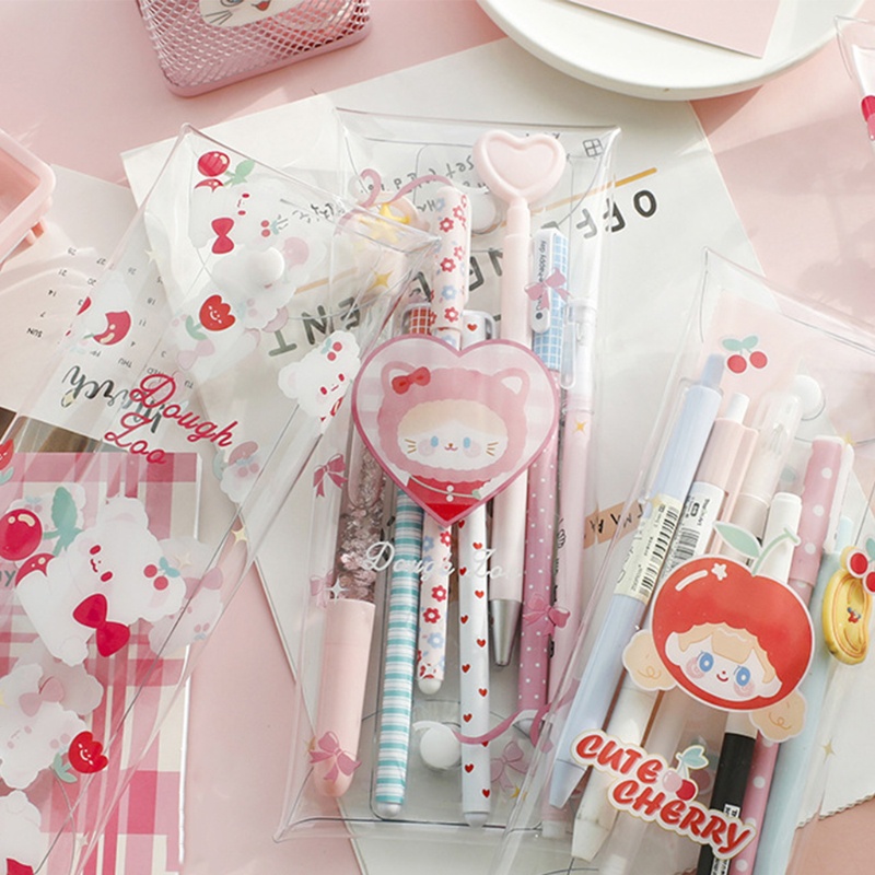 Seng Túi Đựng Bút Chì Đa Năng In Hình Gấu Cherry Hoạt Hình Cao Cấp
