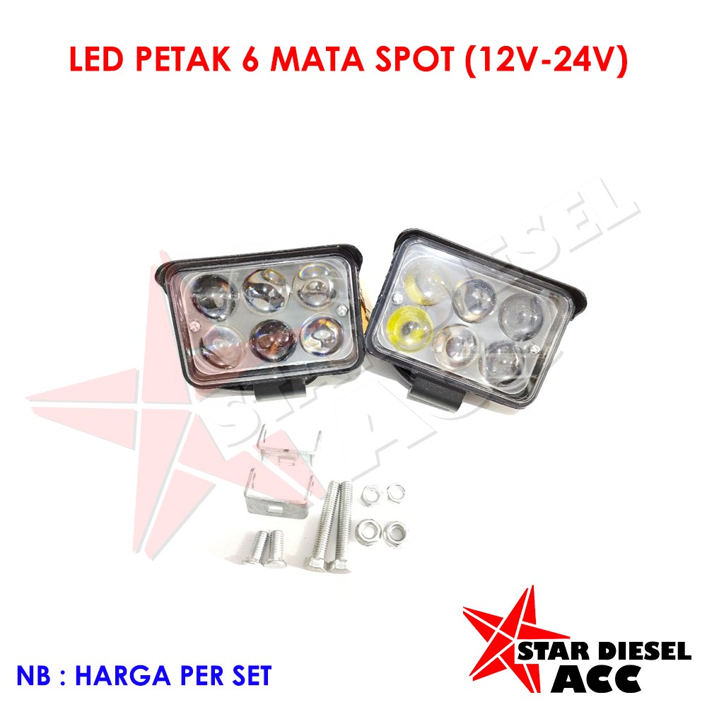 Đèn Pha Led 6 Bóng Siêu Sáng 18w 12v 24v