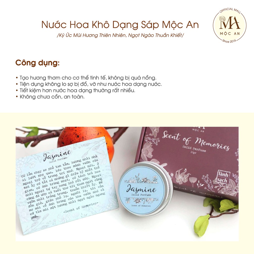 Nước Hoa Khô Dạng Sáp Mộc An- Ký Ức Mùi Hương Thiên Nhiên, Ngọt Ngào Thuần Khiết 15g