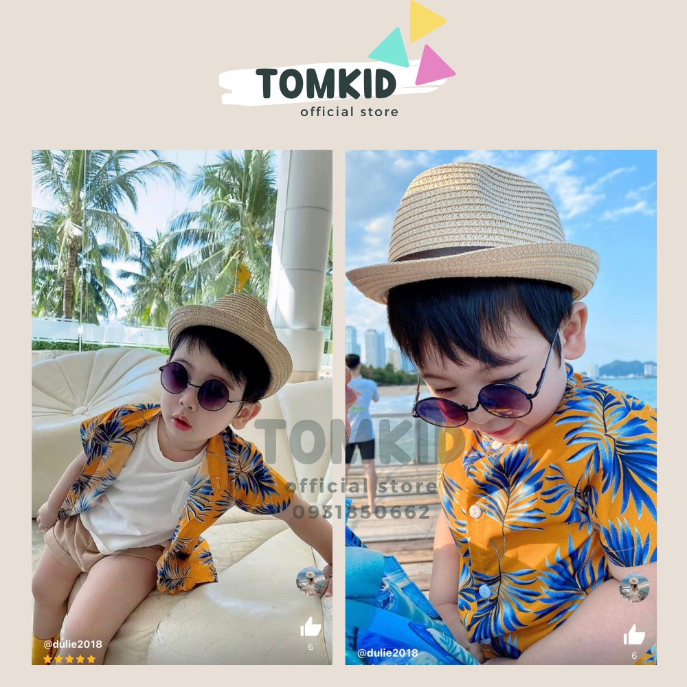 Đồ đi biển cho bé trai, Áo sơ mi cho bé chất tơ đũi siêu mát 7-20kg TomKids