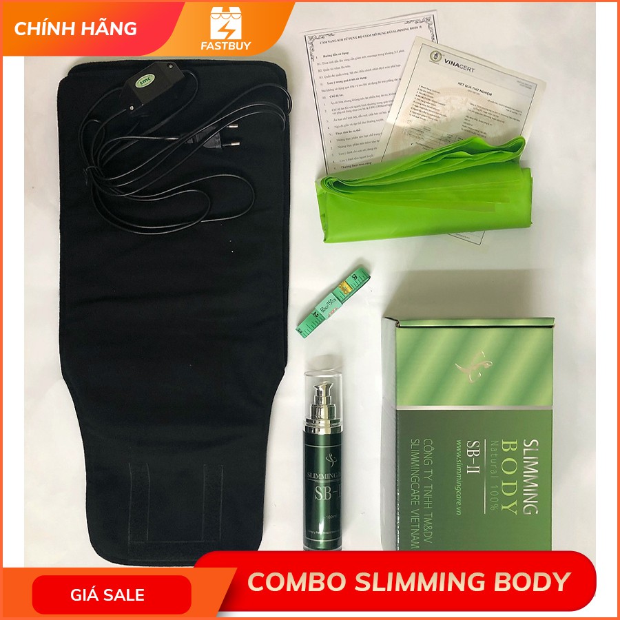 CHÍNH HÃNG BAO CHECK | Combo Ủ Nóng Slimming Body SB2 (Tinh dầu, Đai điện) Tặng Nilon Quấn và Thước Dây