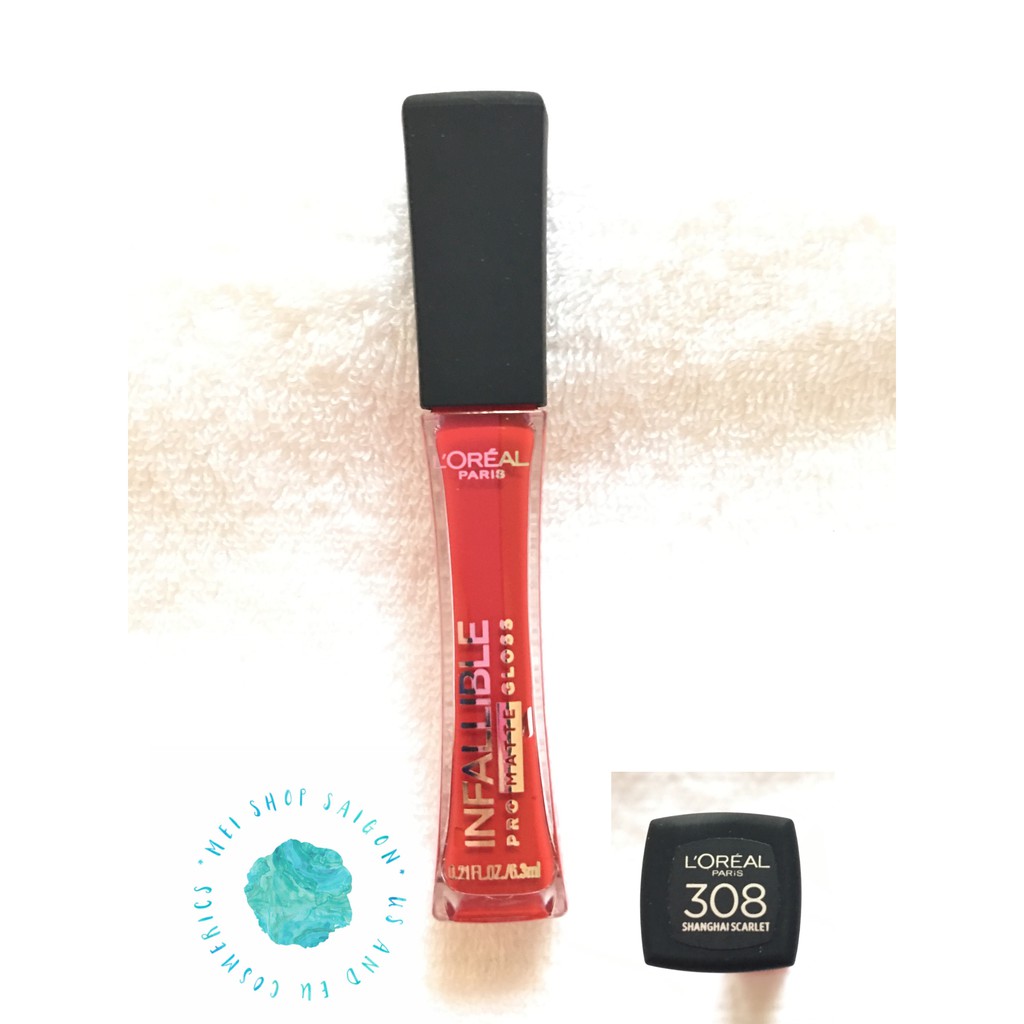 Son kem lì L'Oreal Infallible Pro Matte Gloss - Màu 308/Đỏ Shanghai Scarlet