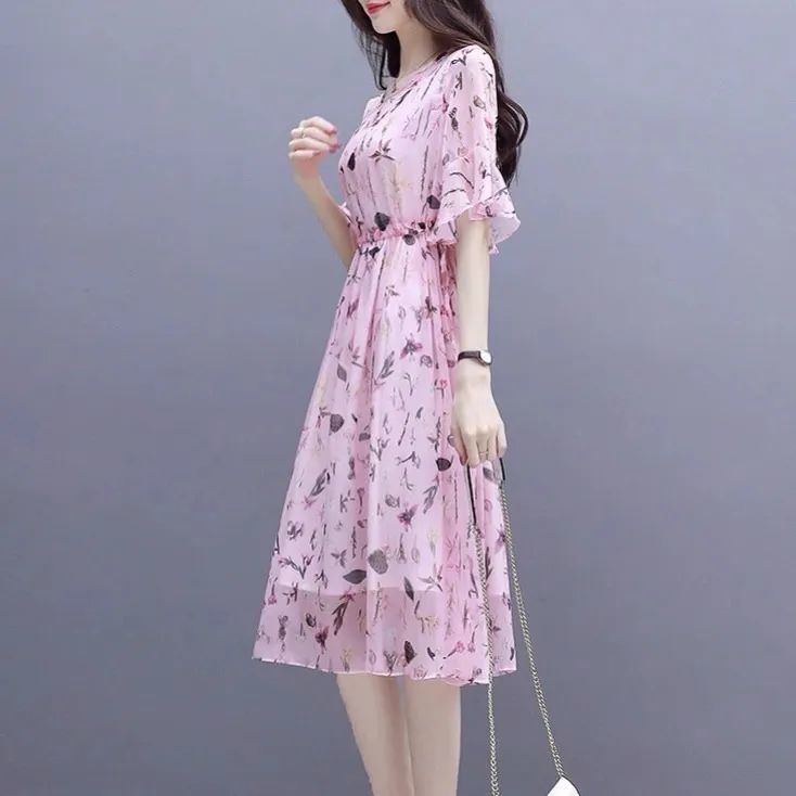 Đầm Lụa Mát Dáng Chữ a In Họa Tiết Hoa Thời Trang Xinh Xắn Cho Nữ