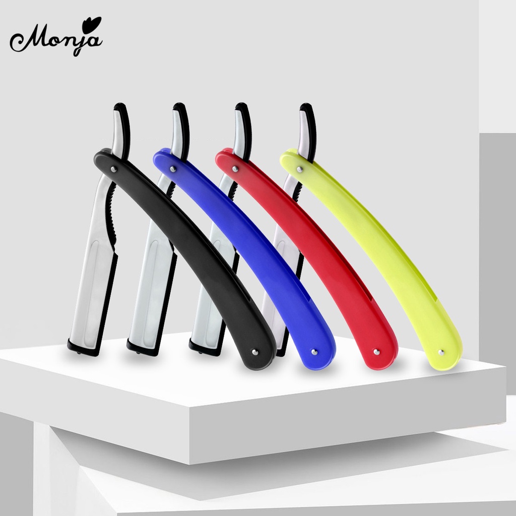 Dao cạo thủ công MONJA hai mặt gấp lại được dạng thẳng sử dụng cho lông mày râu tóc tại salon