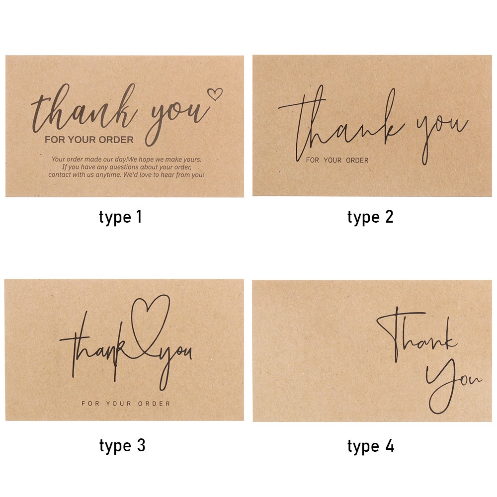 Bộ 30 thẻ giấy kraft in chữ Thank you for your order dùng để đóng gói hàng