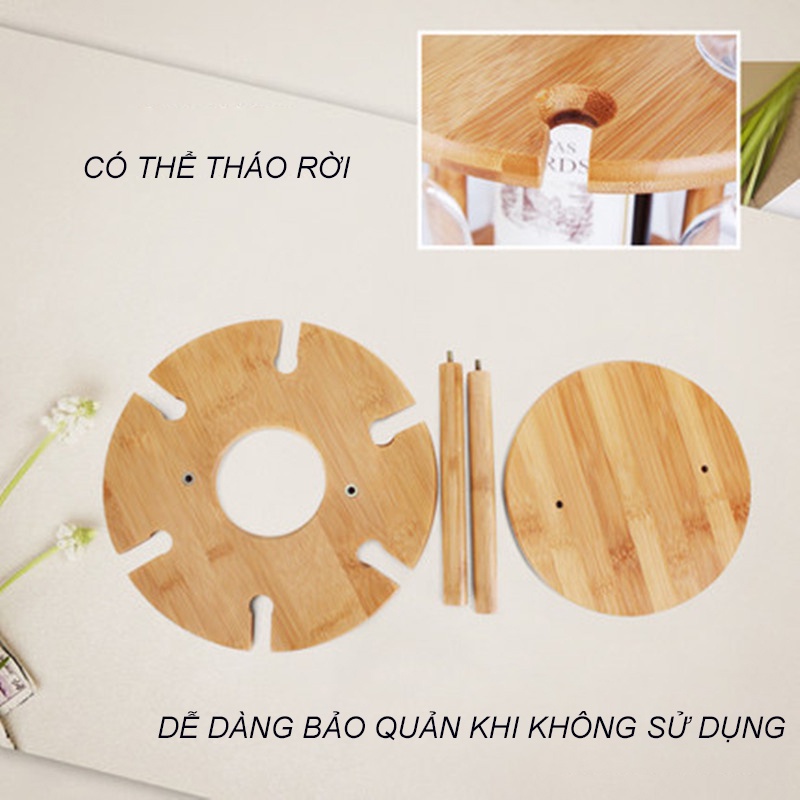 Giá Treo Ly Rượu Vang Bằng Gỗ Cao Cấp - Kệ Rượu Vang Thiết Kế 2 Trong 1 Độc Đáo Trang Trí Nhà Cửa