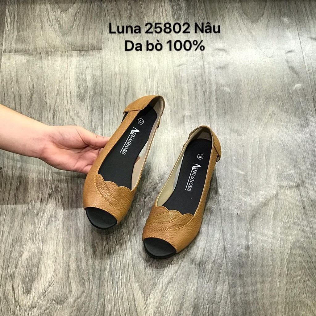 Giầy đế xuồng nữ da bò thật 100% và bảo hành 2 năm 1 đổi 1 LUNASHOES 25802 đi êm chân dễ phối đồ giày trung niên nữ