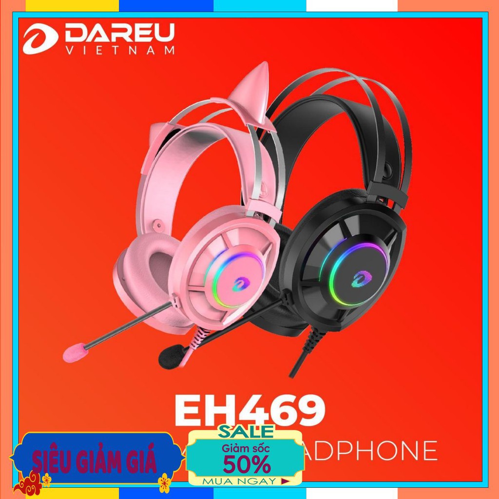 Tai nghe Gaming Dareu EH469 Black - Queen 7.1 RGB Led - Mai Hoàng phân phối chính thức