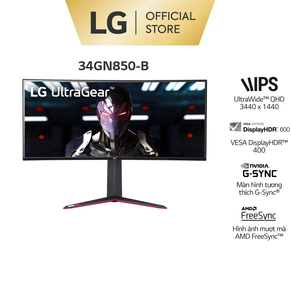 [Mã ELLGHOT giảm 7% đơn 5TR] Màn Hình Cong Gaming LG 34GN850 UltraGear™ 34&quot; WQHD Nano IPS 160Hz 1ms HDR