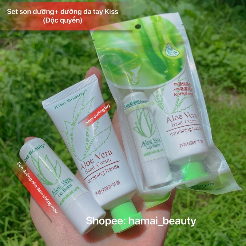Túi kem dưỡng + son dưỡng nha đam của kissbeauty G439