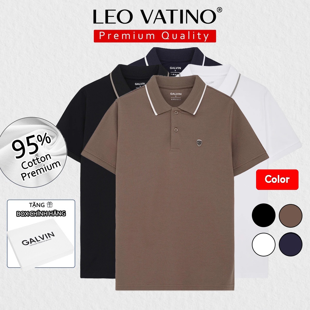 Áo polo nam Galvin Premium cao cấp 95% Cotton tag Hợp kim Aluminum PLGVPR05 - Leo Vatino