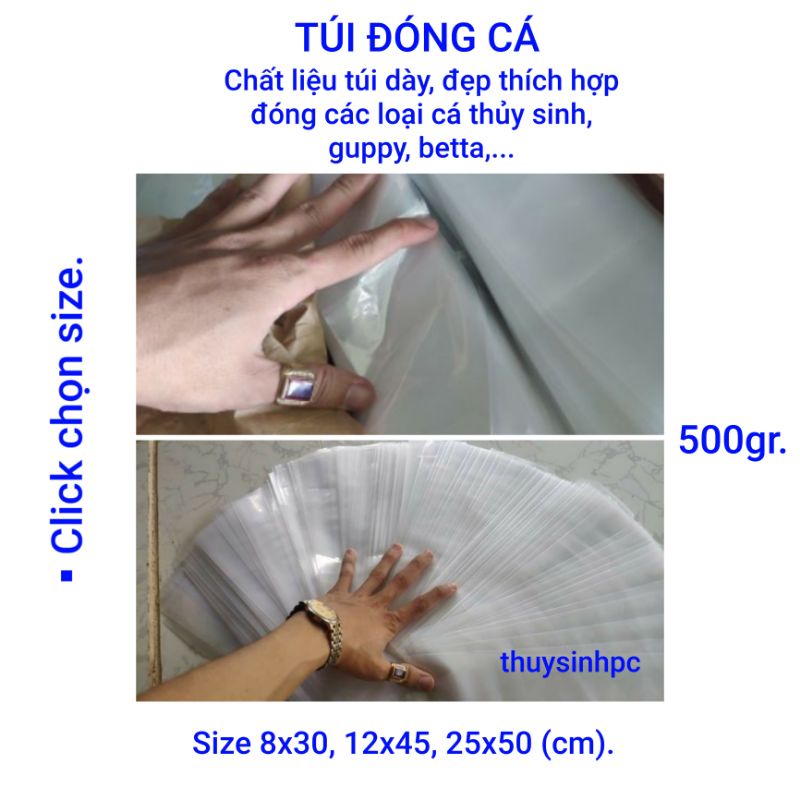Túi đóng cá guppy và betta loại tốt dẻo dày 500g
