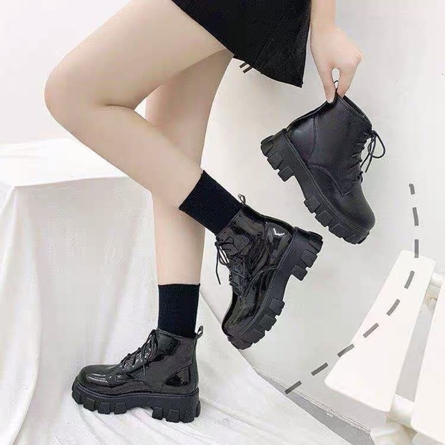 (Sẵn Lì 37 40 - Bóng 39 40 )✨Bốt Ulzzang cao cổ da PU chất lượng cao - ảnh thật cuối