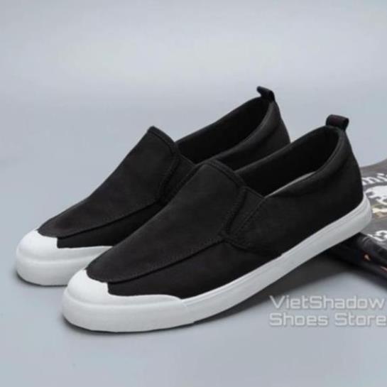 Slip on nam LEYO - Giày lười vải nam - Vải polyester 3 màu đen full, đen đế trắng và xám - Mã SP A1109 . ' ' . II ^ !#