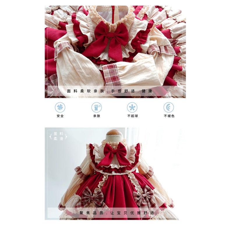 Đầm lolita tay dài/ đầm tay tài có băng đô phong cách thu đông mới cho bé gái