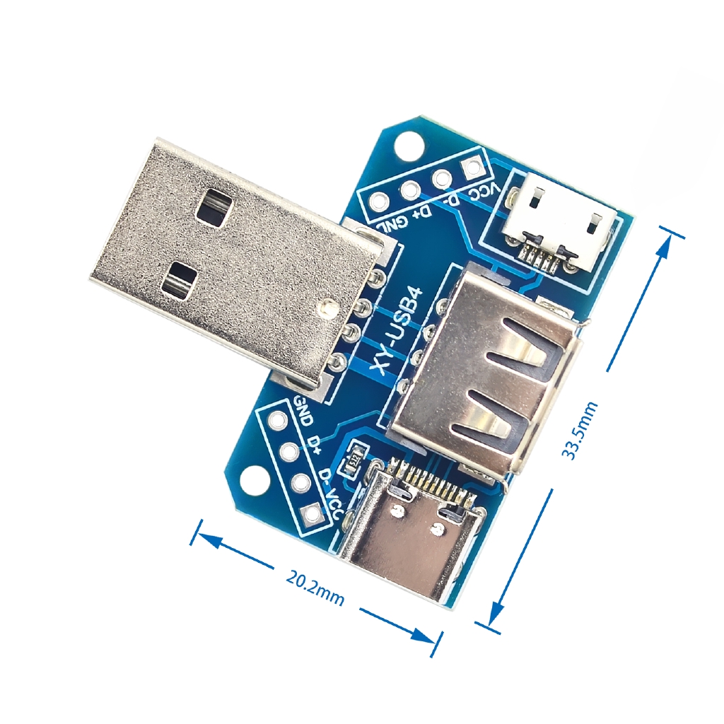 USB Head Switchboard Male USB Connector to Type-c Micro USB Female USB 2.54-4P transfer test board USB adapter plate XY-USB4