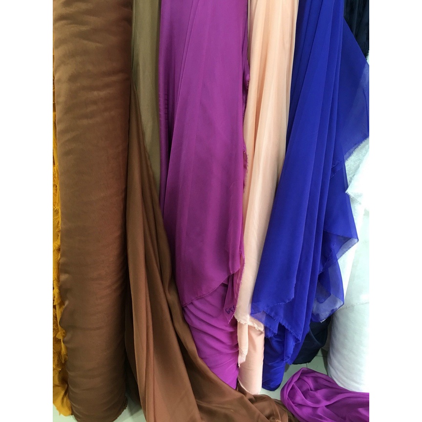 Vải voan tơ trơn chất xiêu xinh lên áo,đầm làm gì cũng ok