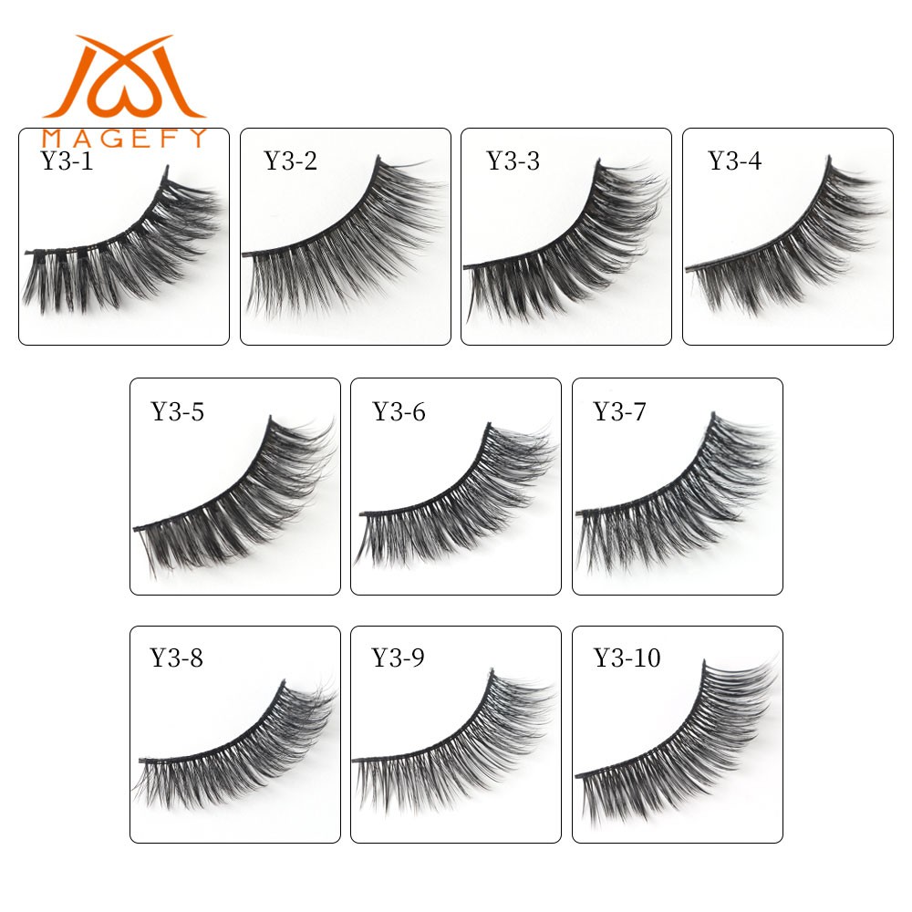 Set 3 cặp lông mi giả MAGEFY 3D tự nhiên dáng chữ thập siêu nhẹ và có độ cong sẵn