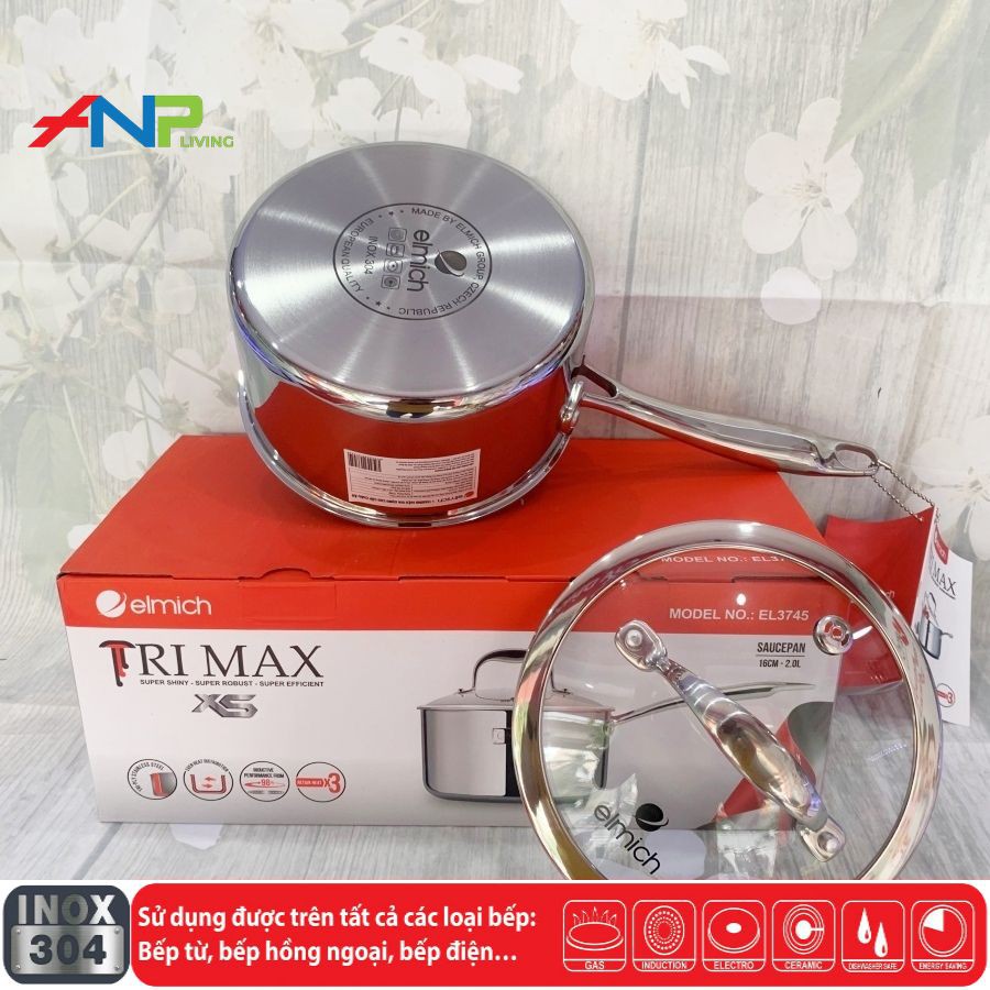 Quánh Inox 3 lớp cao cấp đáy liền Trimax XS EL-3745 size 16cm