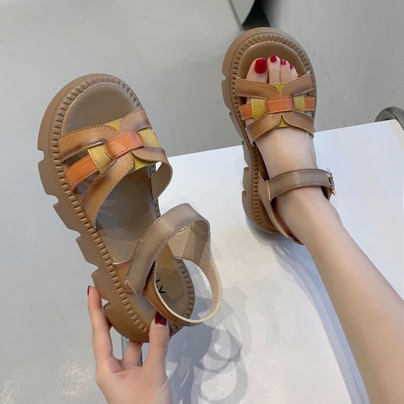 Giày Sandal Hở Ngón Mũi Tròn Hở Ngón Thoải Mái Phong Cách Roman Phong Cách Mới
