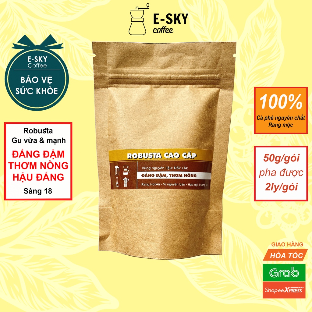Mẫu thử cà phê nguyên chất 100% các loại của E-SKY Coffee pha phin pha máy cold brew 50gr | BigBuy360 - bigbuy360.vn