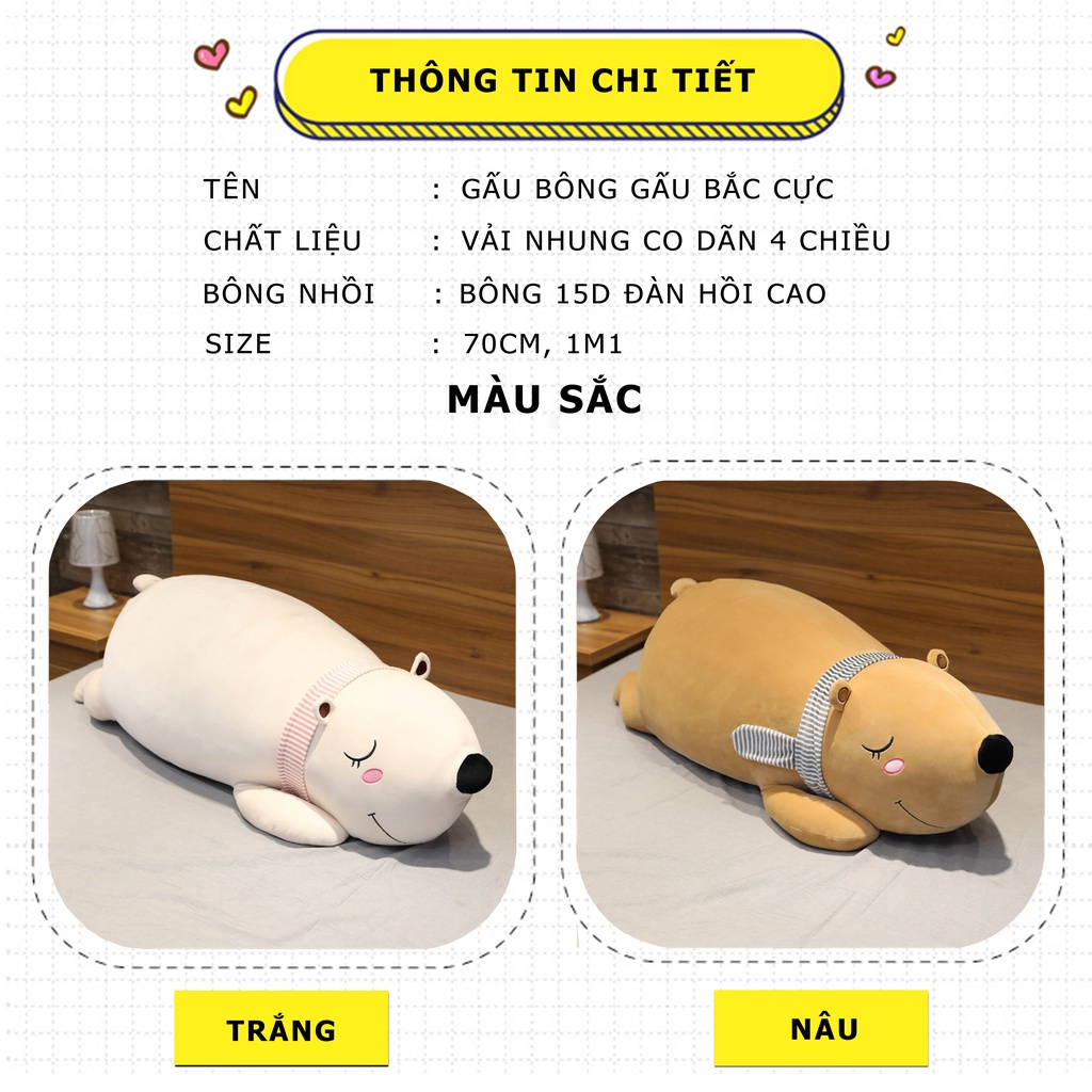 Gấu bông gấu bắc cực nằm ngủ siêu dễ thương