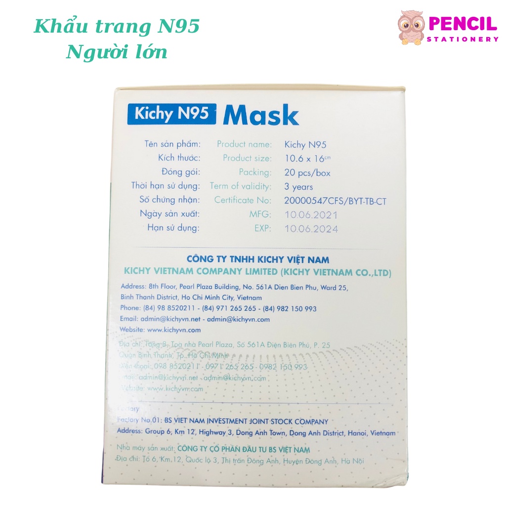 Hộp Khẩu trang N95 FFP2 KICHY 20 Cái Người Lớn Trẻ Em - Khẩu Trang Y Tế Tiêu Chuẩn Xuất Khẩu Châu  Âu và Mỹ Chính Hãng