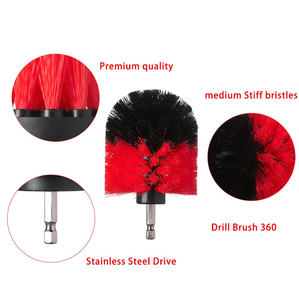 Bộ bàn chải gắn máy khoan điện vệ sinh ô tô cỡ 2'' 3.5'' 4'' nhiều màu sắc tùy chọn (có bán lẻ)