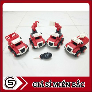 Bộ 4 xe lắp ráp cứu hỏa cho bé 11cm