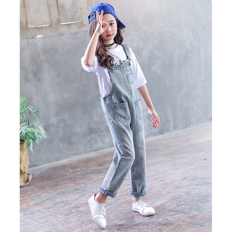 Yếm Jean Cho Bé Gái Chất Liệu Vải Cao Cấp Thoáng Mát Size Từ 15kg - 43kg