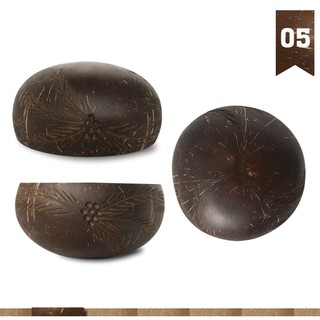 Chén (Bát) Gáo Dừa Họa Tiết Hoa Văn One4One (14 - 15cm) / Pattern Coconut Bowl