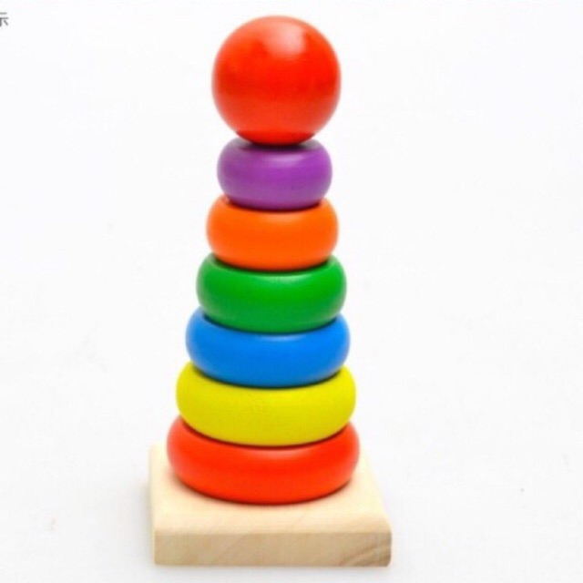 [HÀNG LOẠI 1] Đồ chơi gỗ montessori tháp vòng 7 màu