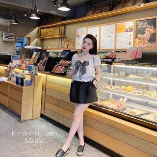 sét áo nơ cổ chân váy ảnh thật