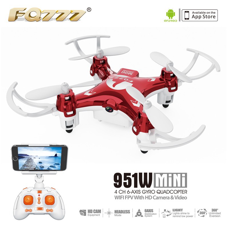 ☆ Trực thăng 4 cánh bỏ túi FQ777 951W quay hồi chuyển 6 trục, kết nối wifi FPV 4CH có tích hợp camera 30W