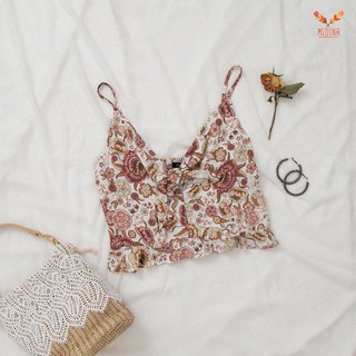 áo 2 dây lụa hoa nhí thắt nơ phong cách boho a8