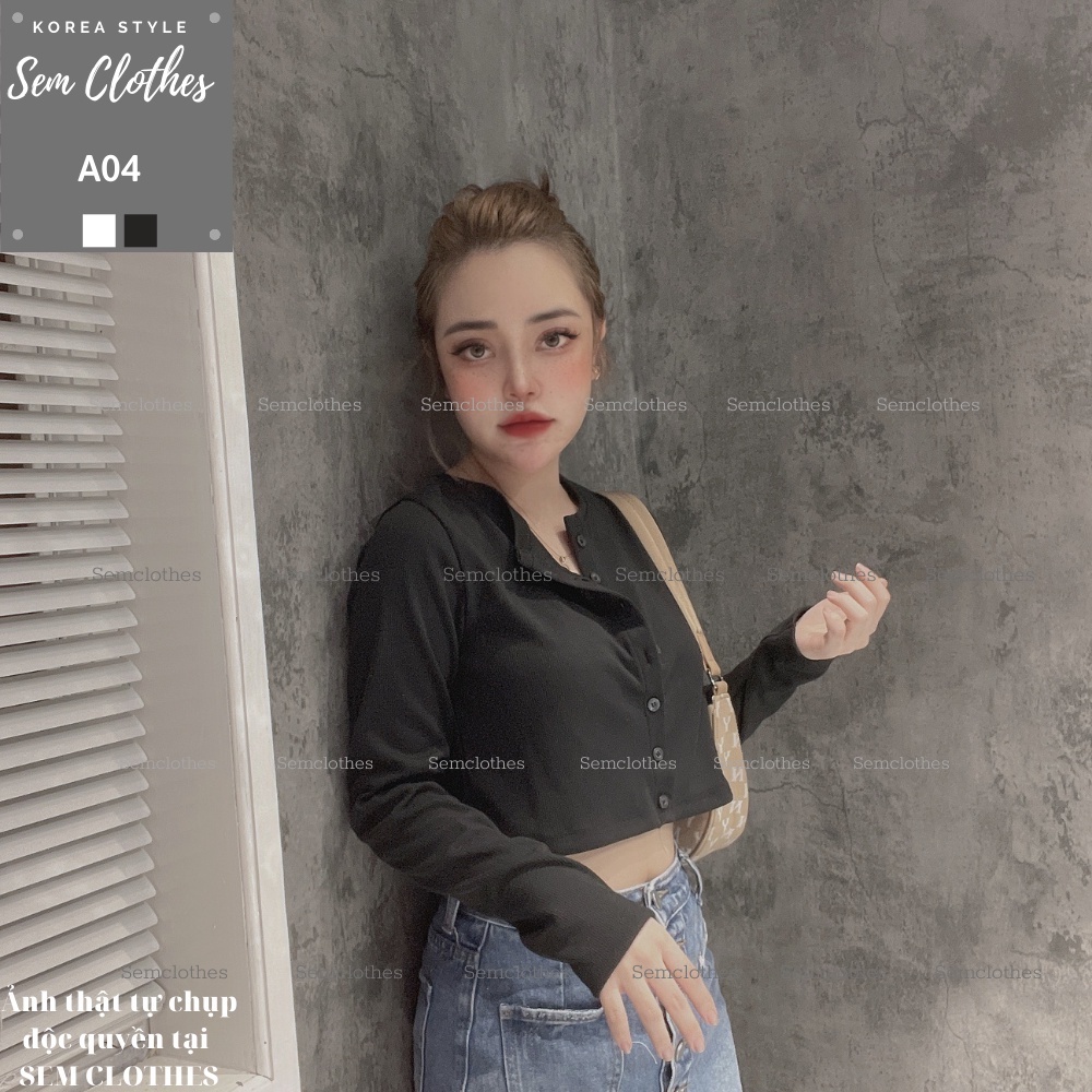 Áo croptop dài tay nữ,thun phông kiểu ôm vải len tăm AO04 SEMCLOTHES